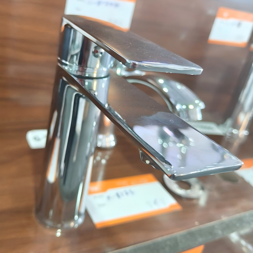 Single lever copper deck mount mixer tap K-8125/26H for handwash basins and bathroom sinks. With  hot and cold water control