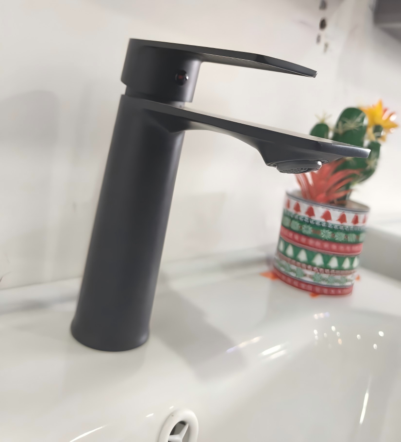 Single lever copper deck mount mixer tap K-8125/26H for handwash basins and bathroom sinks. With  hot and cold water control