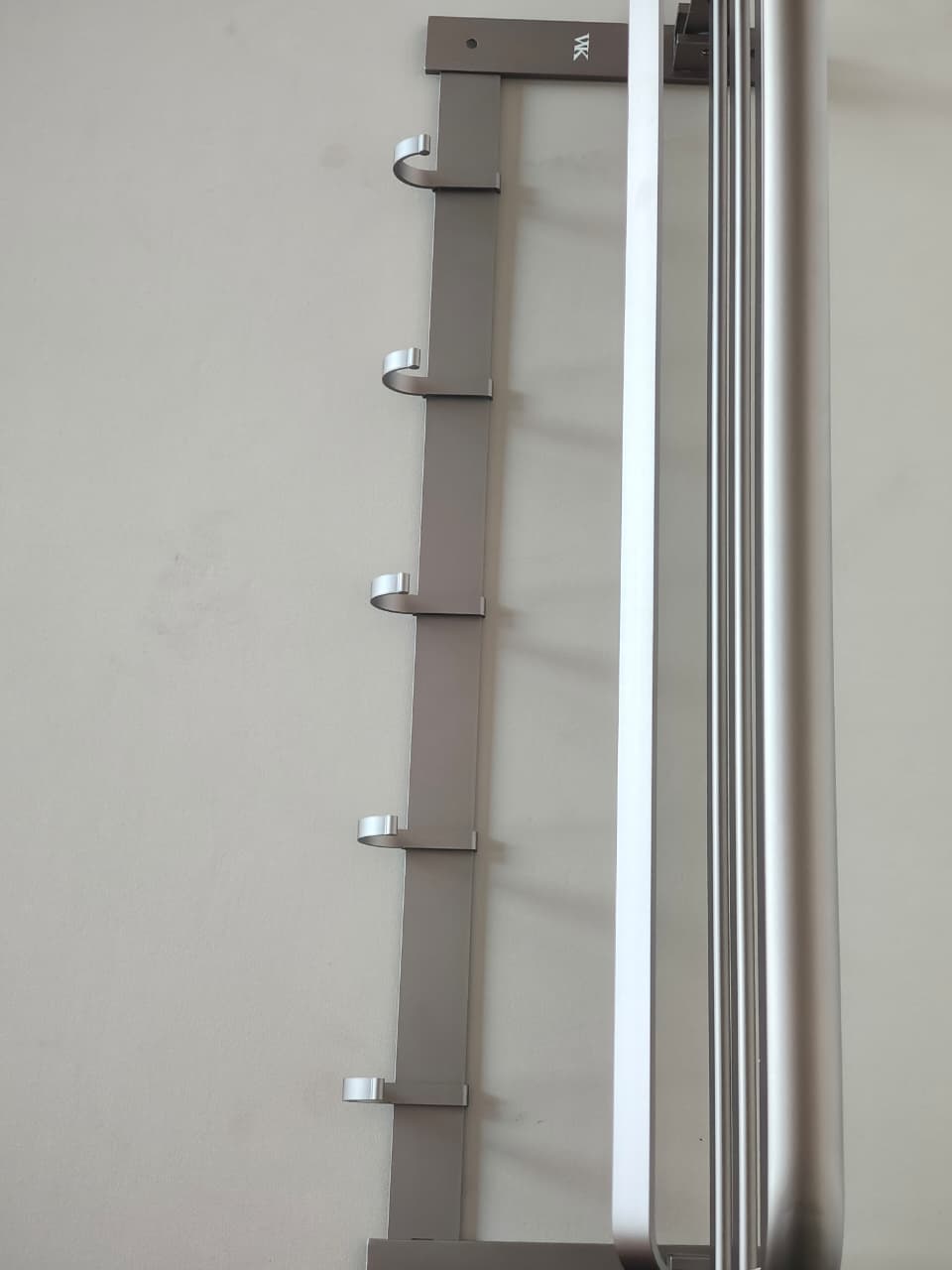 55cm Grey/Silver Aluminium WK Wall-Mounted Double Layered Multi-Bar Bathroom Towel Holder KG916-1/g916S-1 with Rack Hanger Hooks.