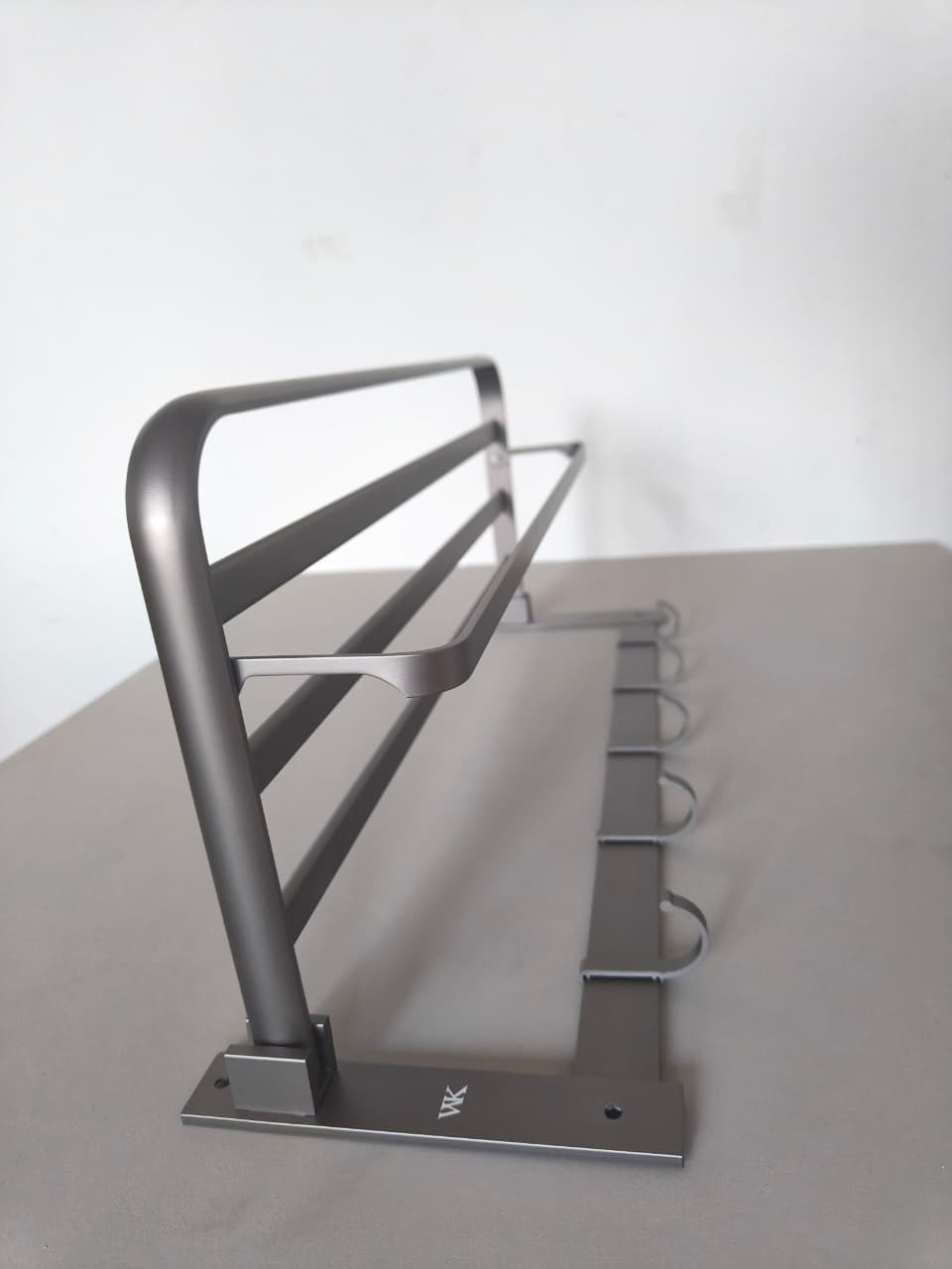 55cm Grey/Silver Aluminium WK Wall-Mounted Double Layered Multi-Bar Bathroom Towel Holder KG916-1/g916S-1 with Rack Hanger Hooks.
