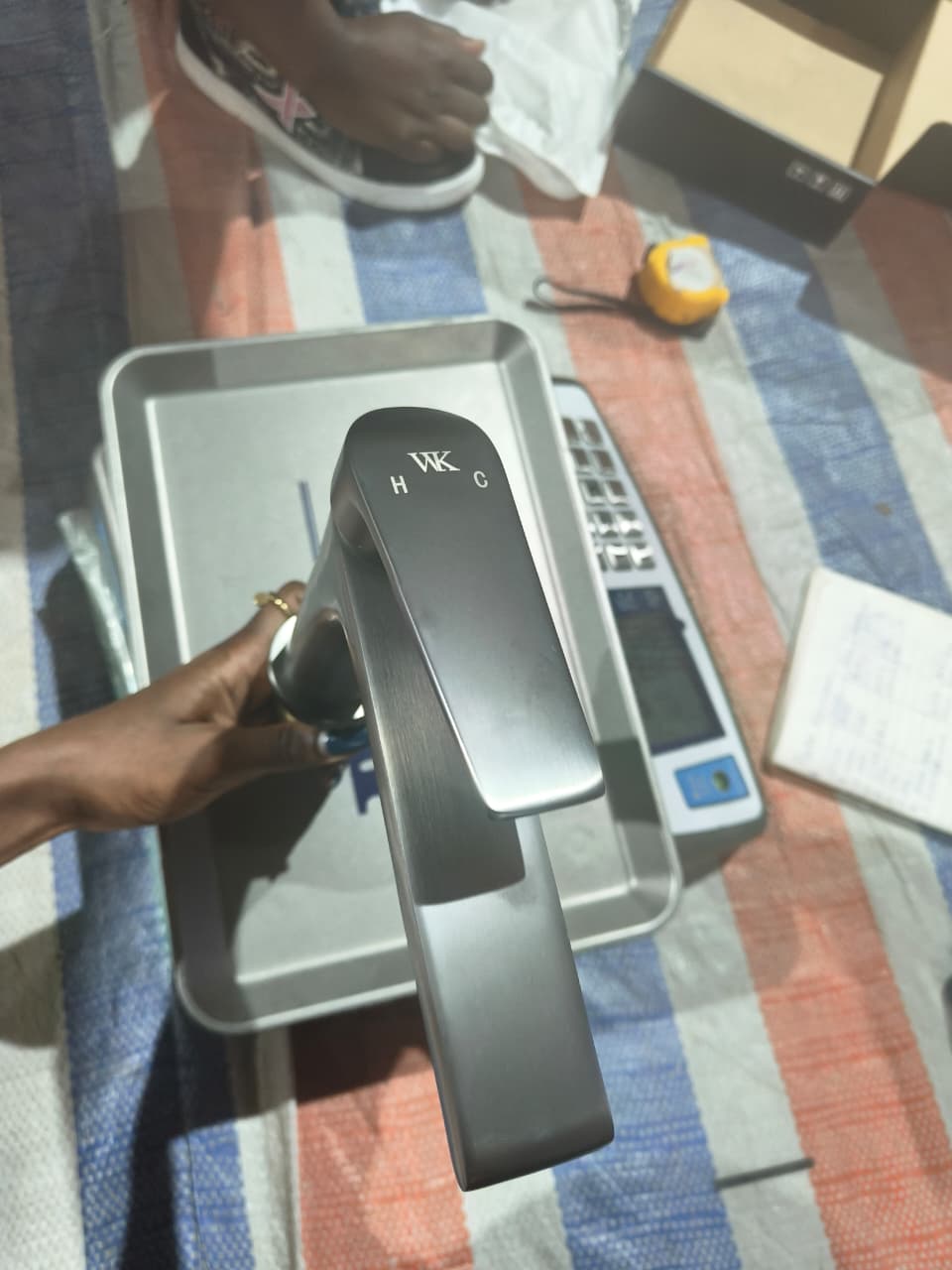 WK Single Lever Copper Deck Mount Gun Grey Mixer Tap K-8122Q for Handwash Basins and Bathroom Vanity sinks. With hot and cold water control.