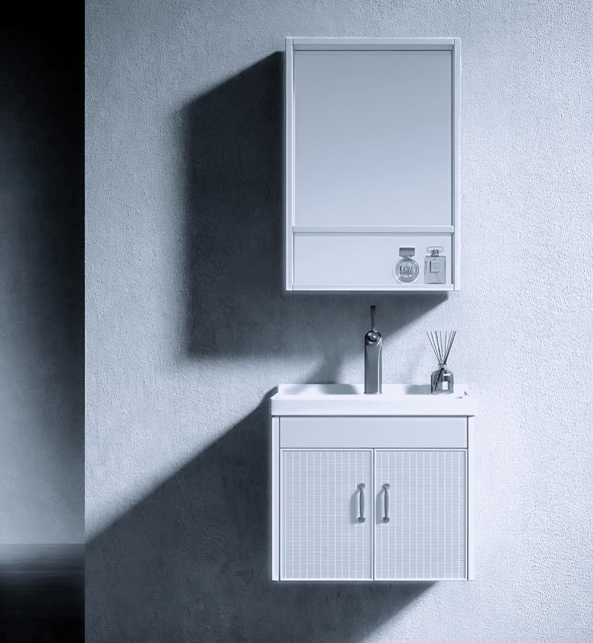 WK 50cm/60cm White Bathroom Vanity/Floating Bathroom Cabinet with Under-sink Storage and A Mirror Shelf Storage, Bathroom Cabinet  K-9930/9931 for Modern Bathrooms