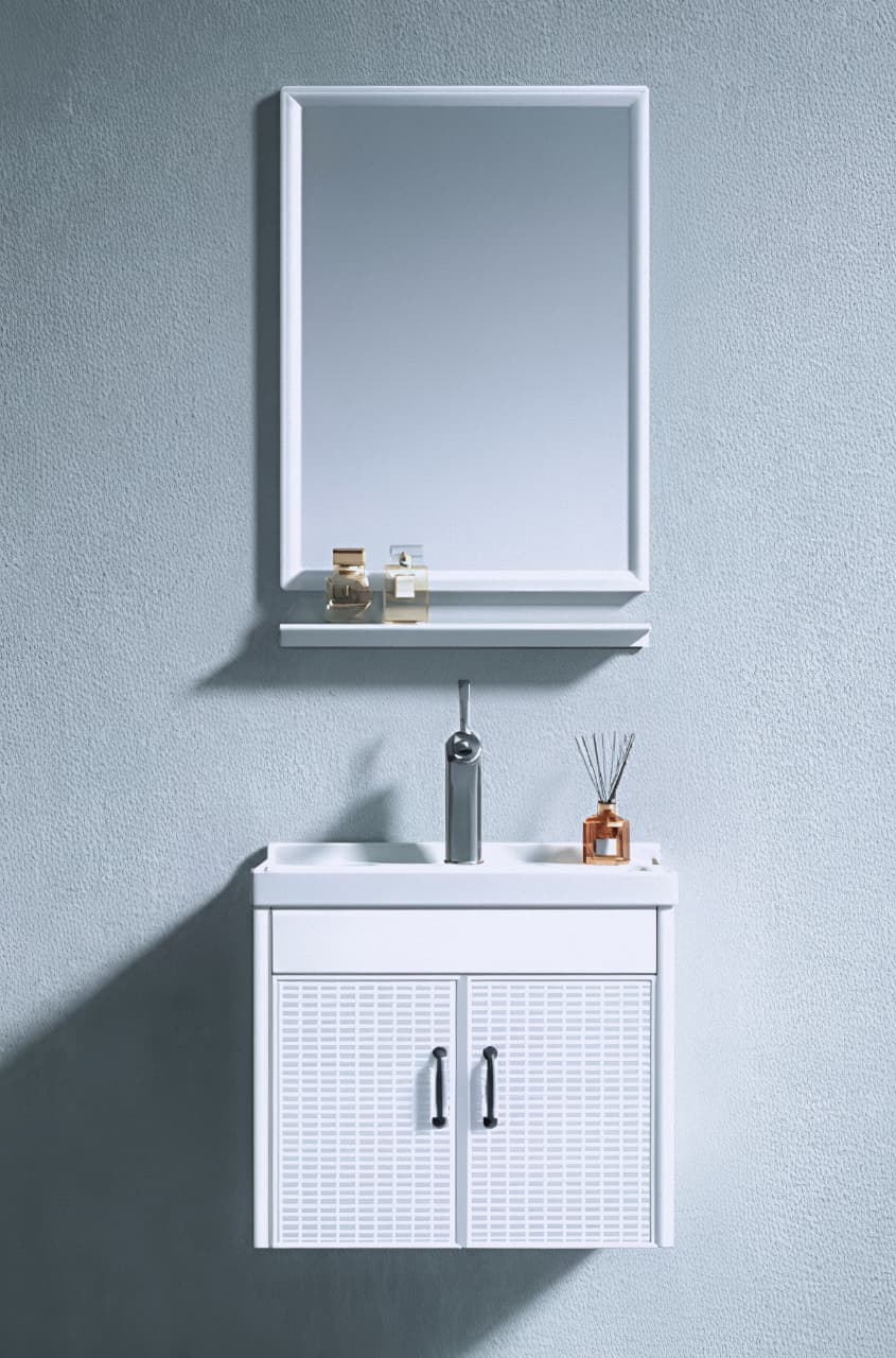 WK 50cm/60cm White/Gray  Bathroom Vanity/Floating Bathroom Cabinet with Under-sink Storage, a Mirror  and Shelf, Bathroom Cabinet K-9921/9922/9928 for Modern Bathrooms