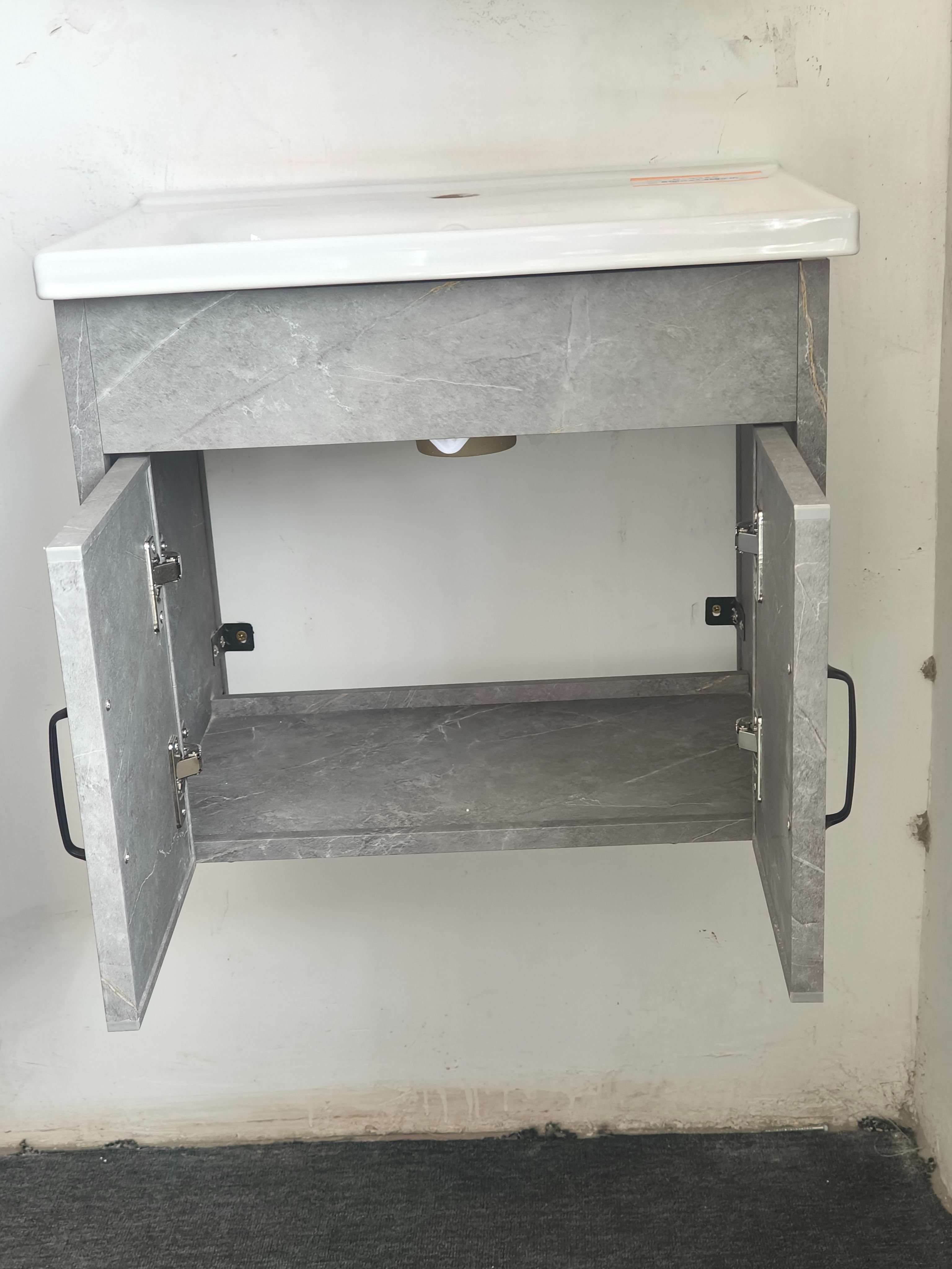WK 50cm/60cm White/Gray  Bathroom Vanity/Floating Bathroom Cabinet with Under-sink Storage, a Mirror  and Shelf, Bathroom Cabinet K-9921/9922/9928 for Modern Bathrooms