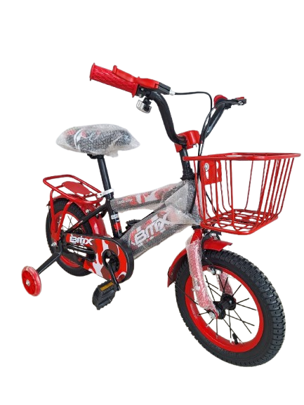 Kids Bike Tricycle Bicycle with Removable Training Wheels and Basket For Children Size 12 Suitable for 2-6yrs