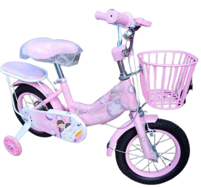 Kids Bike Tricycle Bicycle with Removable Training Wheels and Basket For Children Size 12 Suitable for 2-6yrs