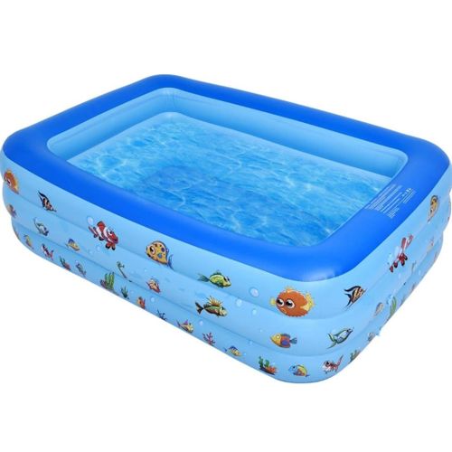 Family Inflatable Swimming Pool – Large Outdoor Kids Pool with Fast Inflation & Drain Plug | 290 Gallon Capacity