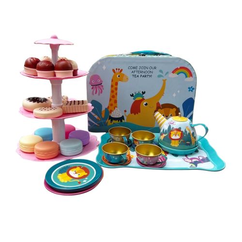 Kids Pretend Play Tea Set – Teapot, Cups, Saucers & Treats | BPA Free | Ages 3+