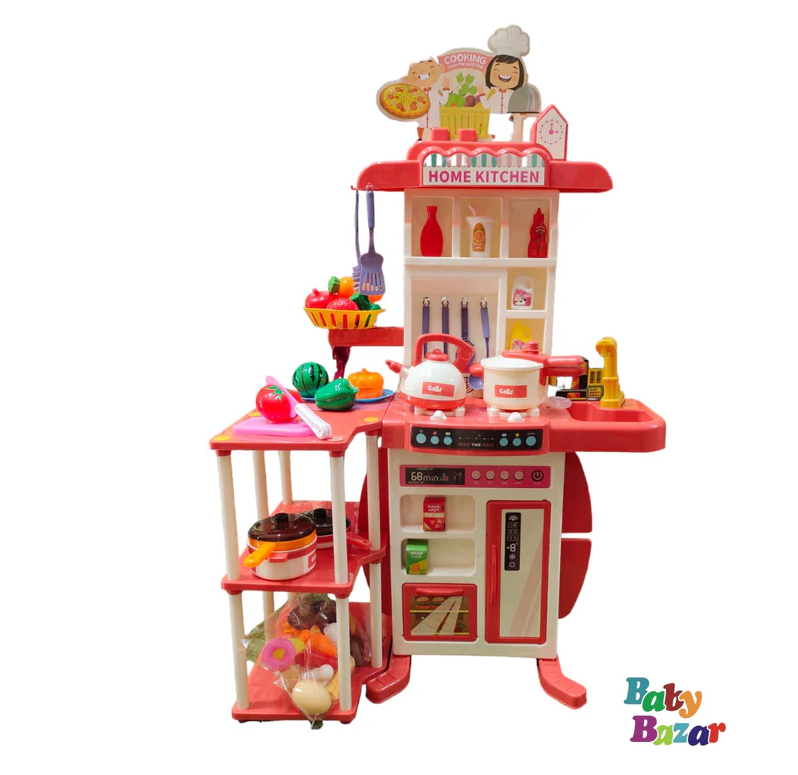 73-Piece Kids Kitchen Play Set with Lights, Sound, Smoke Effect & Running Water – Pretend Cooking Toy for Boys & Girls