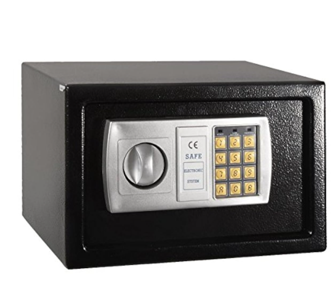 Safstar Security Safe Box with Keypad, 2 Manual Override Keys, Digital Safe for Home, Business, Travel, Protect Money, Jewelry and More, Compact Cabinet Safe, Steel Construction