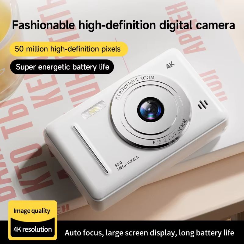 4K Retro CCD Portable Digital Camera Entry-level Camera Dual Camera Flash 50 Million Pixels Auto Focus Intelligent Anti-shakeNew
