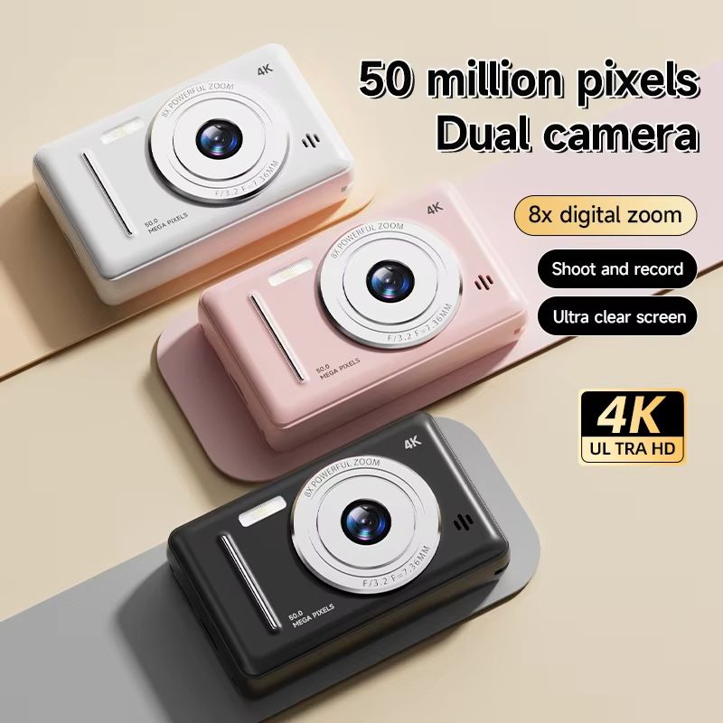 4K Retro CCD Portable Digital Camera Entry-level Camera Dual Camera Flash 50 Million Pixels Auto Focus Intelligent Anti-shakeNew