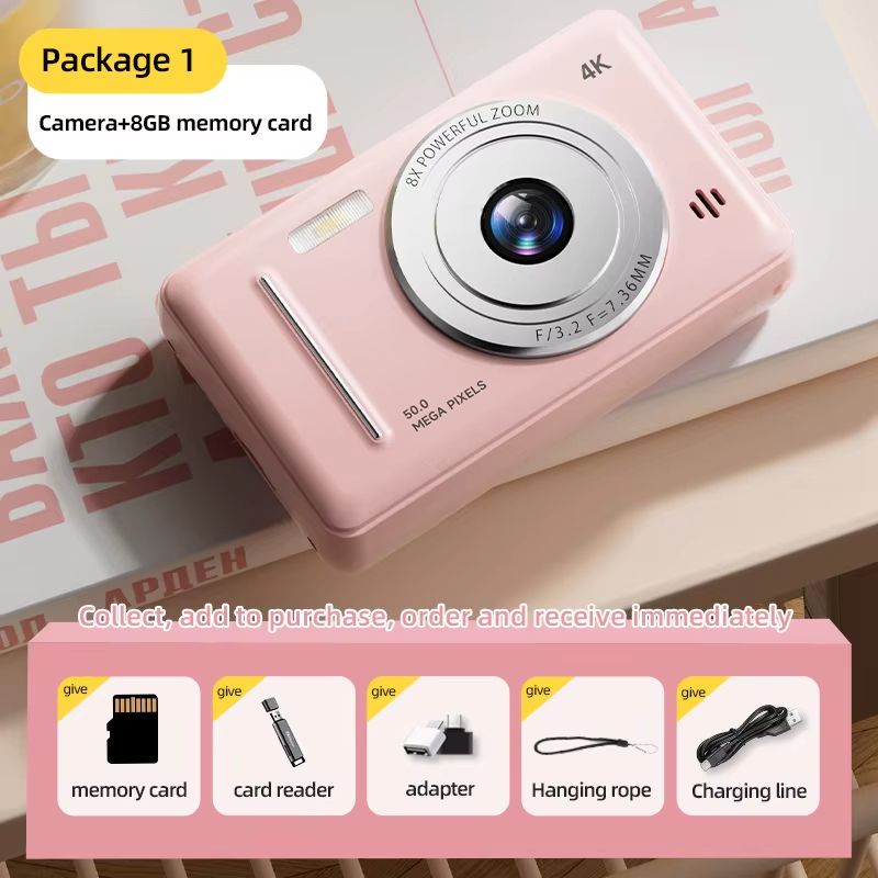 4K Retro CCD Portable Digital Camera Entry-level Camera Dual Camera Flash 50 Million Pixels Auto Focus Intelligent Anti-shakeNew