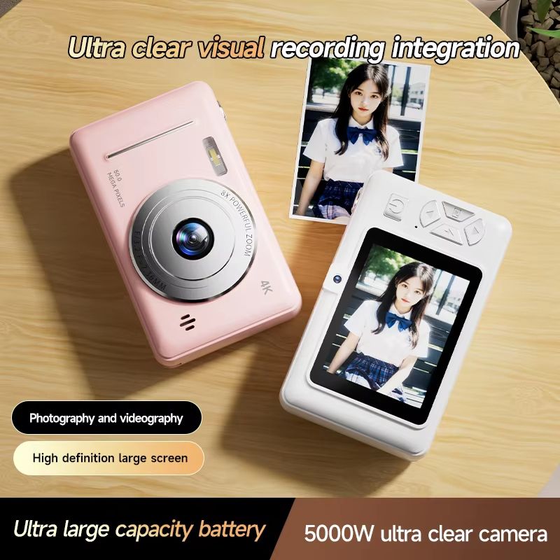 4K Retro CCD Portable Digital Camera Entry-level Camera Dual Camera Flash 50 Million Pixels Auto Focus Intelligent Anti-shakeNew