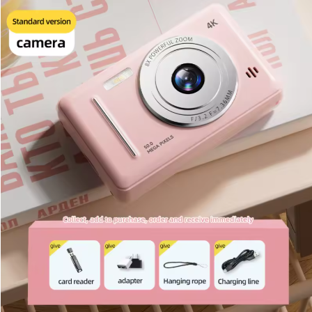 4K Retro CCD Portable Digital Camera Entry-level Camera Dual Camera Flash 50 Million Pixels Auto Focus Intelligent Anti-shakeNew