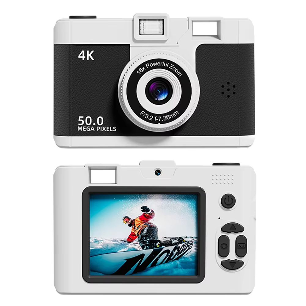 HD Digital Camera Dual Lens Retro Style Mini Camera 16x Zoom Portable Compact Camera Photography Camera for Travel Students