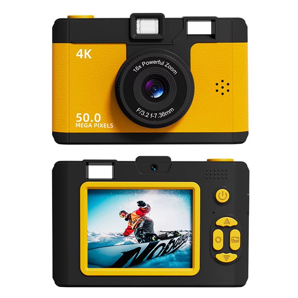 HD Digital Camera Dual Lens Retro Style Mini Camera 16x Zoom Portable Compact Camera Photography Camera for Travel Students