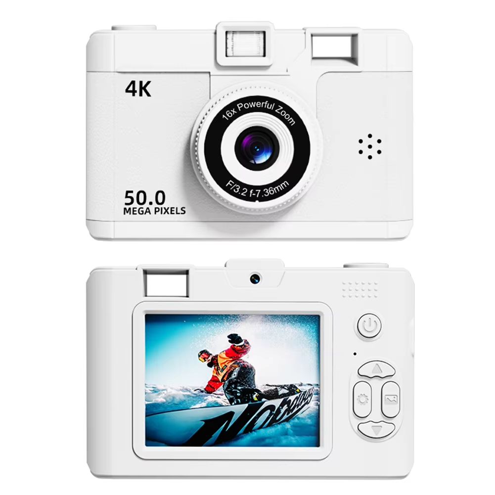 HD Digital Camera Dual Lens Retro Style Mini Camera 16x Zoom Portable Compact Camera Photography Camera for Travel Students