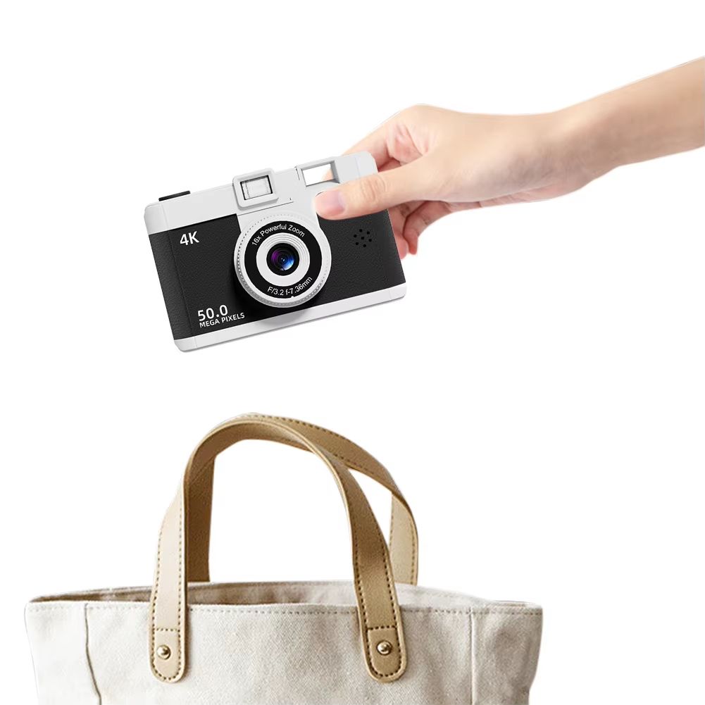 HD Digital Camera Dual Lens Retro Style Mini Camera 16x Zoom Portable Compact Camera Photography Camera for Travel Students