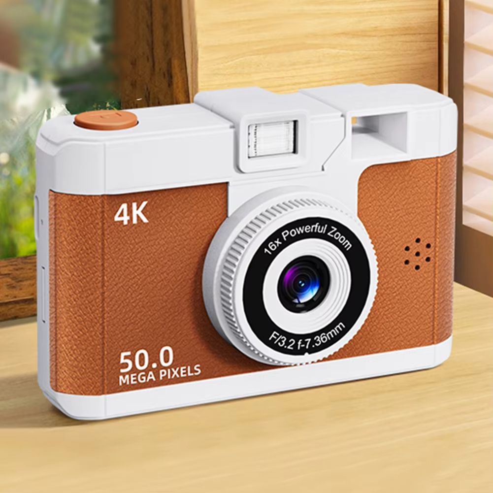 HD Digital Camera Dual Lens Retro Style Mini Camera 16x Zoom Portable Compact Camera Photography Camera for Travel Students