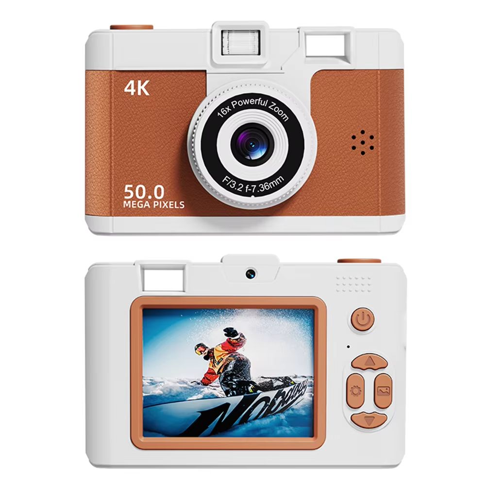 HD Digital Camera Dual Lens Retro Style Mini Camera 16x Zoom Portable Compact Camera Photography Camera for Travel Students
