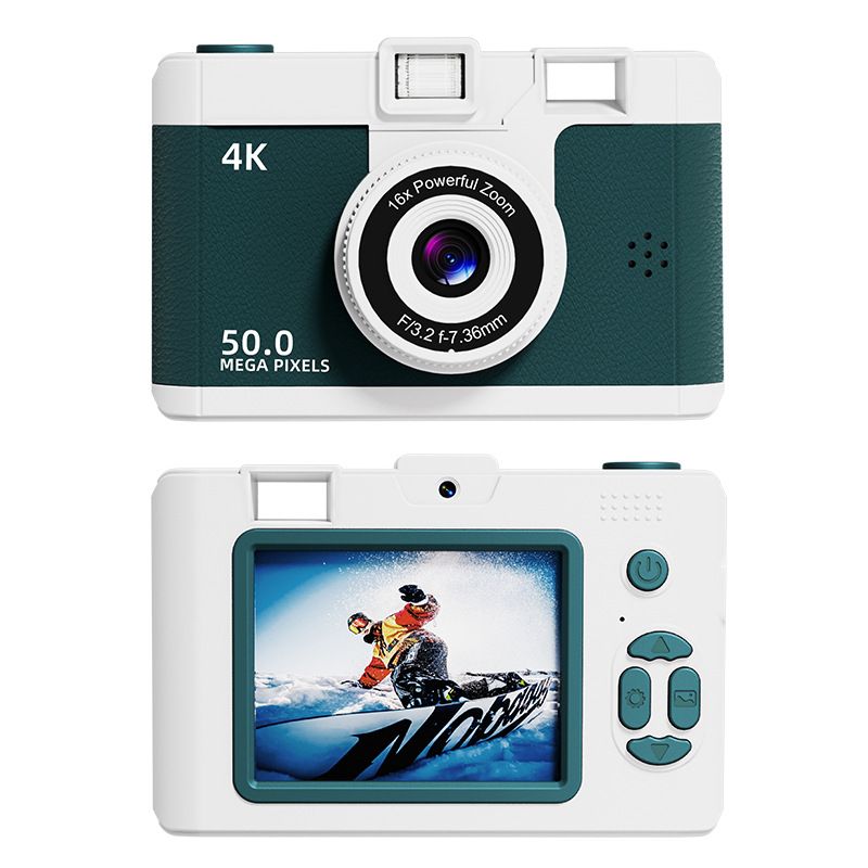 HD Digital Camera Dual Lens Retro Style Mini Camera 16x Zoom Portable Compact Camera Photography Camera for Travel Students