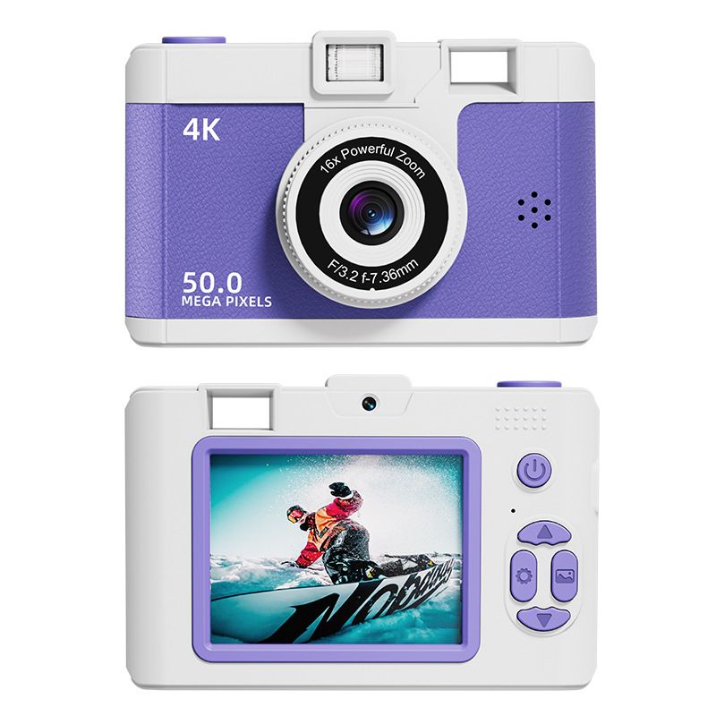 HD Digital Camera Dual Lens Retro Style Mini Camera 16x Zoom Portable Compact Camera Photography Camera for Travel Students
