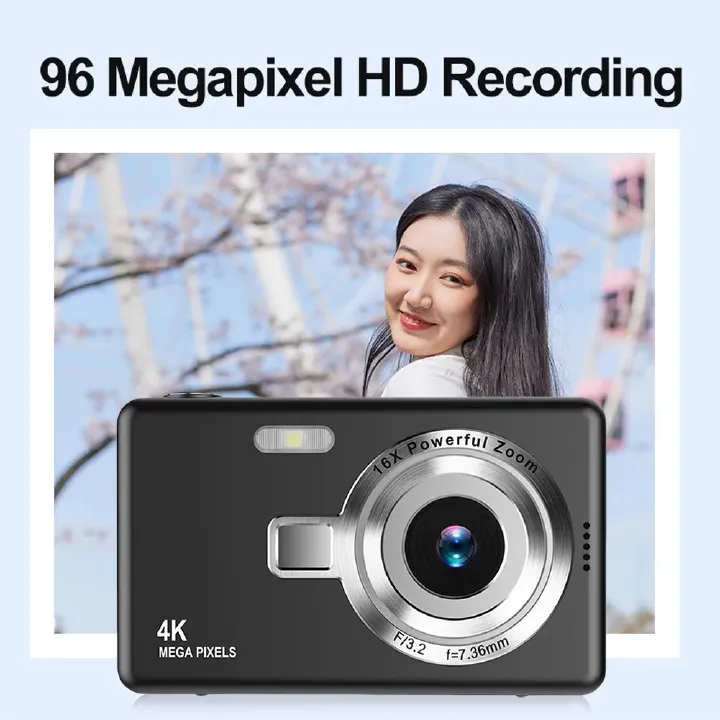 4K HD 1080P Digital Camera 96MP Autofocus Vlogging Camera 2.4 Inch IPS Screen Portable Vlogging Camera for Kids Adults Beginners