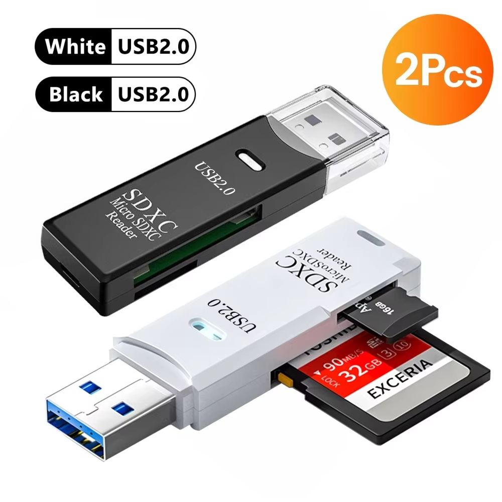 2 in 1 USB 2.0 Card Reader Micro TF SD Memory Card Reader USB Adapter High Speed USB Flash Drive Cardreader For PC Laptop