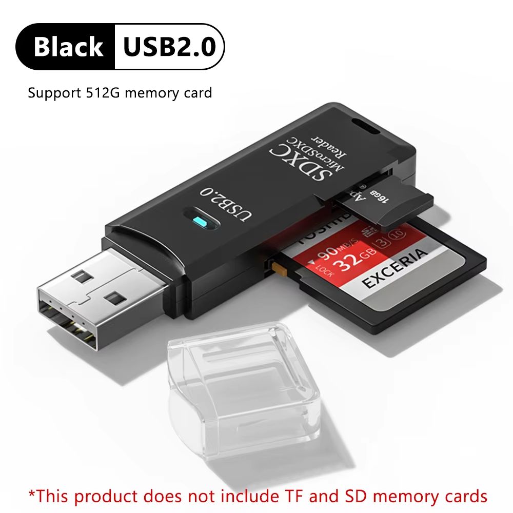 2 in 1 USB 2.0 Card Reader Micro TF SD Memory Card Reader USB Adapter High Speed USB Flash Drive Cardreader For PC Laptop