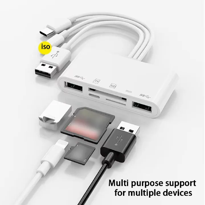 5 in 1 USB OTG Adapter Type C To SD TF Memory Card Reader USB Type C OTG Converter Multimemory Adapte for Android/iPhone/iPad