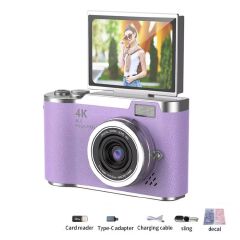 4K Digital Camera CCD 180° Flip Screen Selfie Camera 8X Digital Zoom 48MP Portable Digital Photography Camera with 32G Card