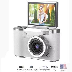 4K Digital Camera CCD 180° Flip Screen Selfie Camera 8X Digital Zoom 48MP Portable Digital Photography Camera with 32G Card