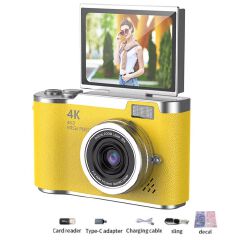 4K Digital Camera CCD 180° Flip Screen Selfie Camera 8X Digital Zoom 48MP Portable Digital Photography Camera with 32G Card