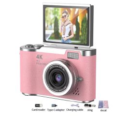 4K Digital Camera CCD 180° Flip Screen Selfie Camera 8X Digital Zoom 48MP Portable Digital Photography Camera with 32G Card