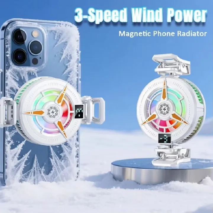 Mobile Phone Cooler 3 Gears Adjustable Fan Cellphone Cooler Magnetic Fast Freezing Cooling Radiator For iPhone 12 13 14 15 16