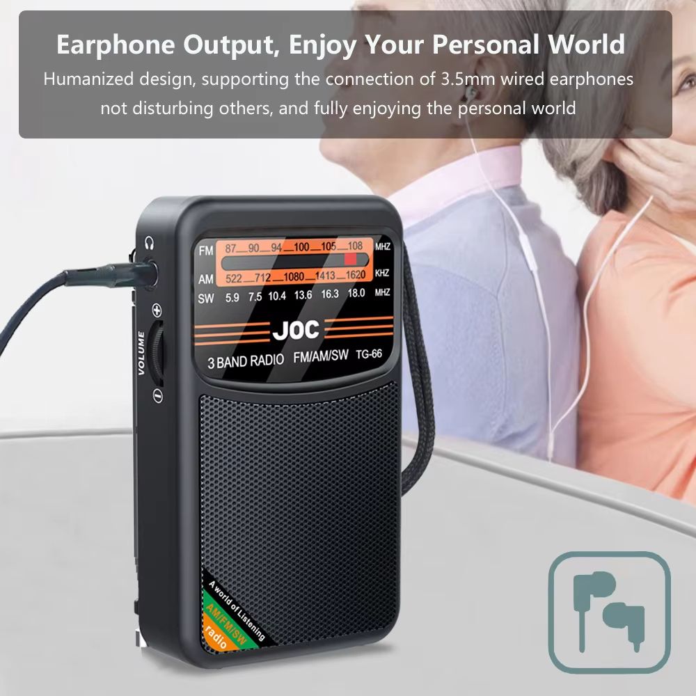 Portable Pocket Radio AM/FM/SW 3-Band Mini Portable Radio For Running Walking,Support Earphone Rechargeable Radio FM Receiver