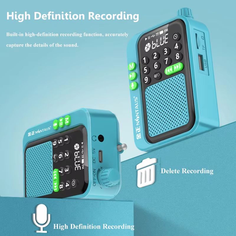 Mini Portable FM Radio Best Reception Radios 5W Wireless Bluetooth Speaker TF Card U Disk Music MP3 Player Support HD Rcording