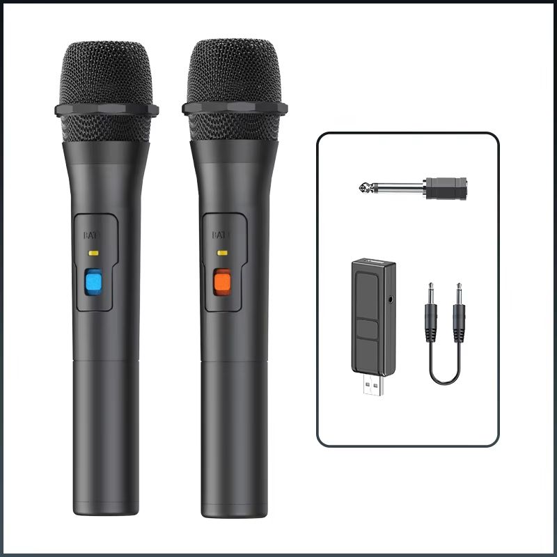 1 Pair VHF Wireless Microphone System Kits USB Receiver Handheld Karaoke Microphone Home Party Smart TV Speaker Singing Mic