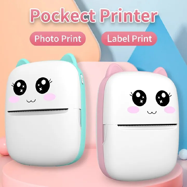 New portable mini printer wireless Bluetooth Android iOS mobile photo thermal printer label manufacturer with paper roll