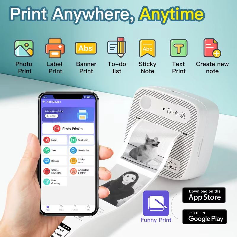 B3Portable mini printer wireless Bluetooth ink free sticker making printer label machine, suitable for offices, schools, kitchens