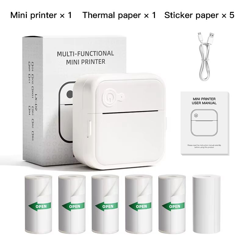 D8 portable mini printer wireless Bluetooth ink free sticker making machine, printing label pricing machine, suitable for offices, schools, kitchens