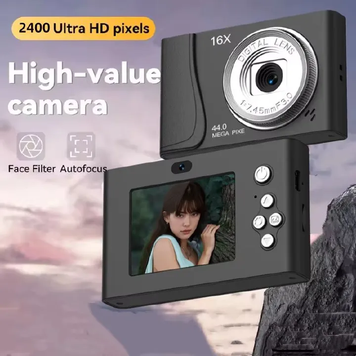 4K Digital Camera 24 Million Pixels Children Camcorder 16x Zoom Compact Cameras Auto Focus for Kids Adult Beginners Photograph