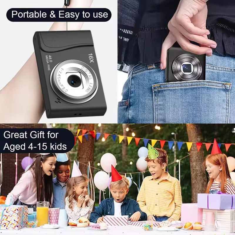 4K Digital Camera 24 Million Pixels Children Camcorder 16x Zoom Compact Cameras Auto Focus for Kids Adult Beginners Photograph
