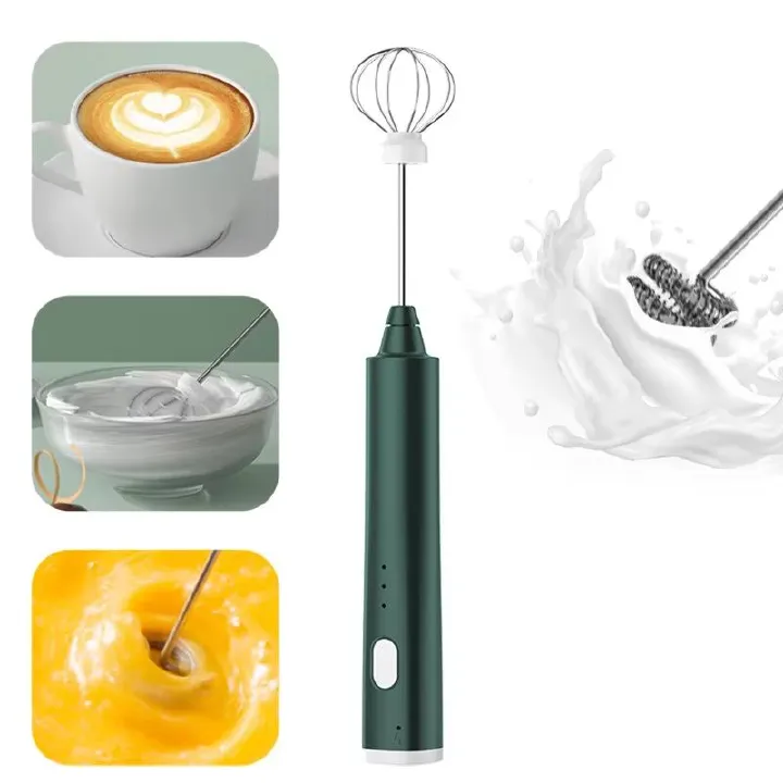 USB Rechargeable Handheld Egg Beater 3 Speeds Electric Milk Frother Foam Maker Mixer Coffee Drink Frothing Wand Foamer