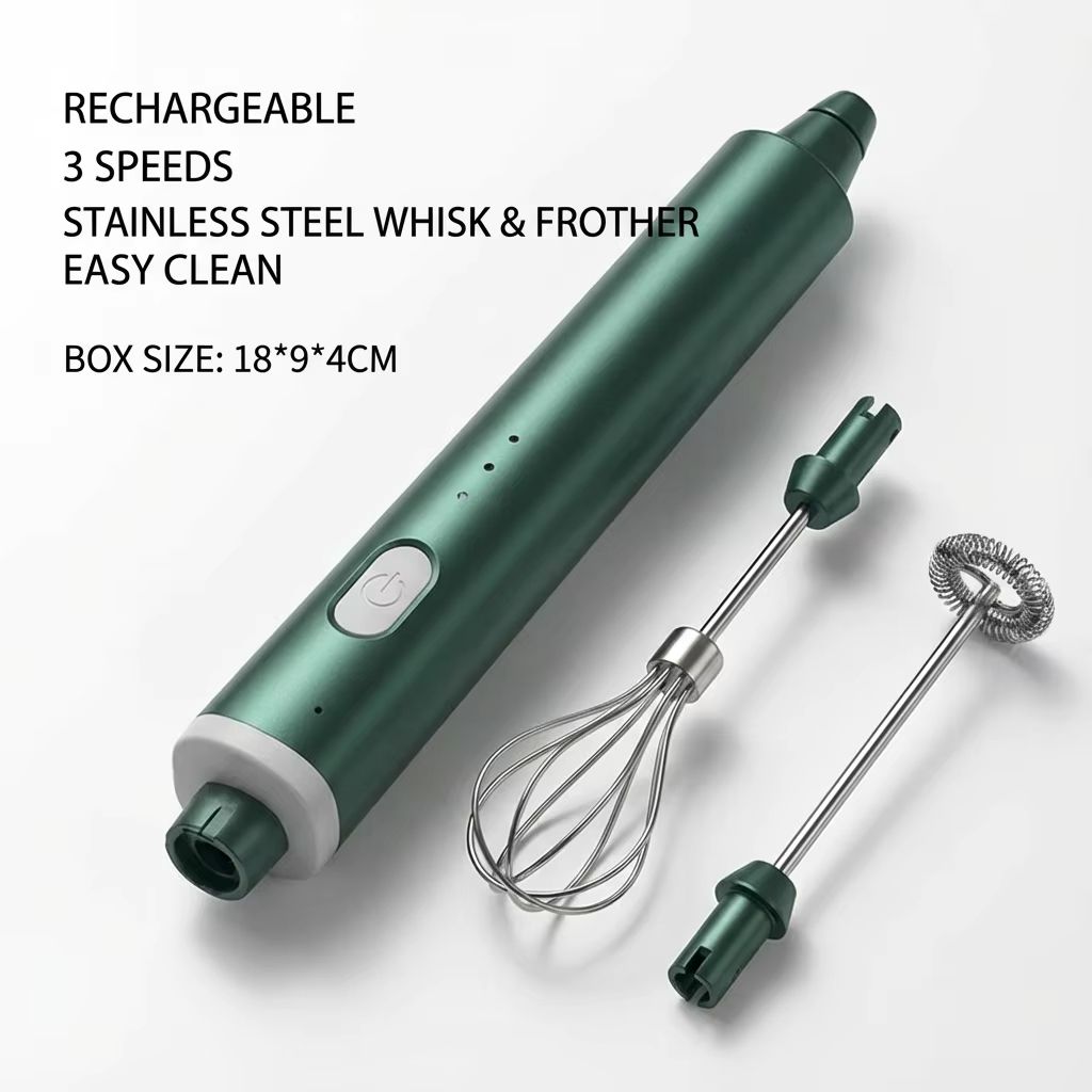 USB Rechargeable Handheld Egg Beater 3 Speeds Electric Milk Frother Foam Maker Mixer Coffee Drink Frothing Wand Foamer
