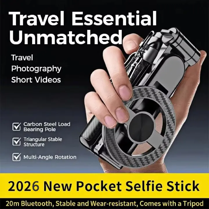 4-in-1 Multifunctional Magnetic mini Selfie Stick with 360° Rotation Wireless Bluetooth Control Magnetic Phone Holder