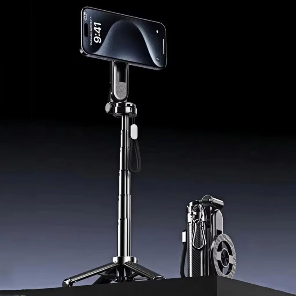 4-in-1 Multifunctional Magnetic mini Selfie Stick with 360° Rotation Wireless Bluetooth Control Magnetic Phone Holder