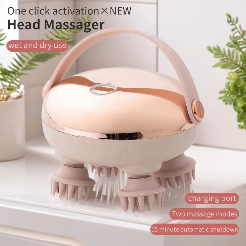 Head Massage Instrument Rechargeable Head Massager Scalp Stress Relax Body MassageWaterproof Handheld Hair Scalp massager