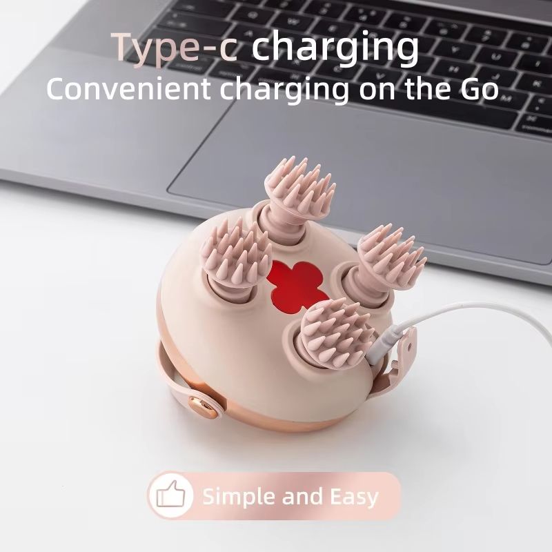 Head Massage Instrument Rechargeable Head Massager Scalp Stress Relax Body MassageWaterproof Handheld Hair Scalp massager